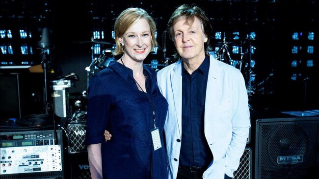 Leigh Sales after her interview with Paul McCartney. Picture: MPL Communications/MJ Kim