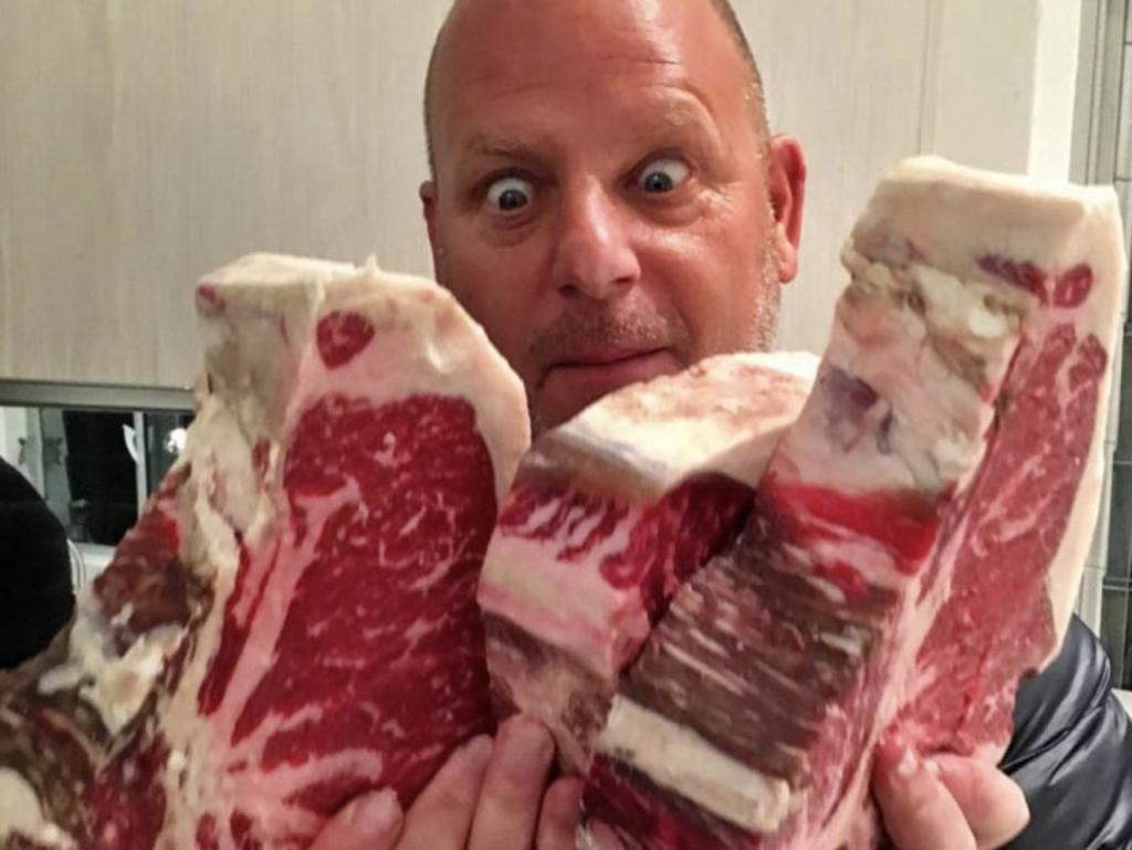 Mr Llewellyn is picured with three steaks. Picture: Instagram