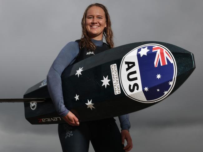 Kite Foil sailor Breiana Whitehead. (Photo by Mark Metcalfe/Getty Images for the AOC)