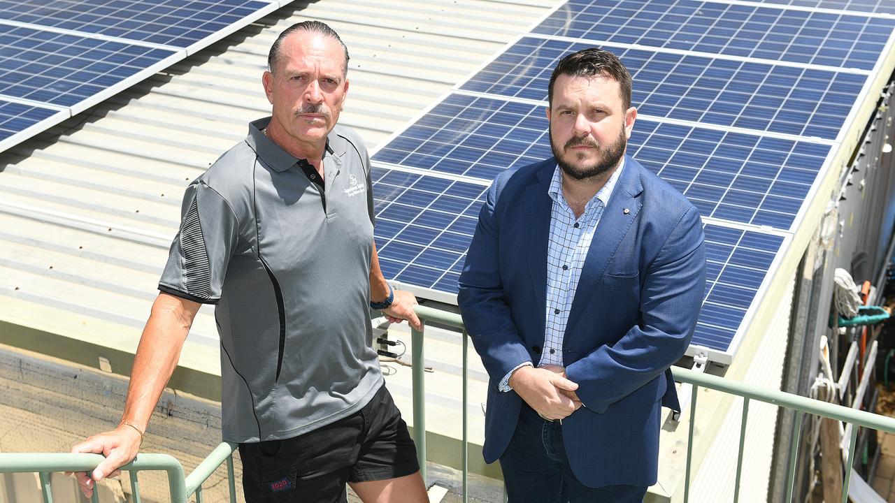 Super Green Solutions Founder Sean Cochrane and Federal Member for Herbert Phil Thompson. Picture: Shae Beplate.