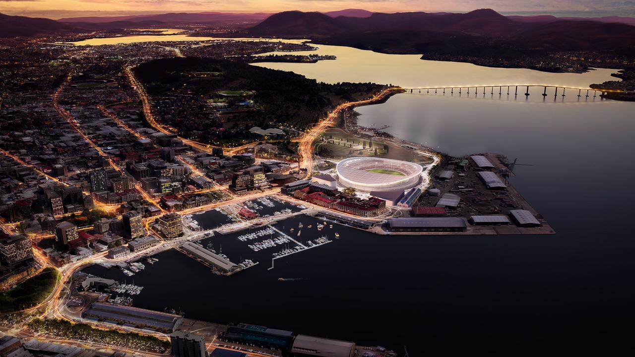 What Hobart's AFL stadium at Macquarie Point could look like. Images supplied by AFL