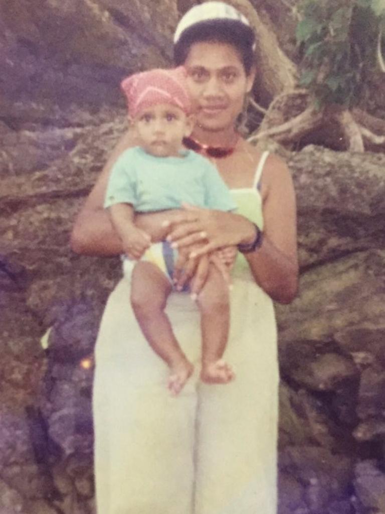 Australian Samu Kerevi as child with his late mother Salaseini. Picture: Instagram