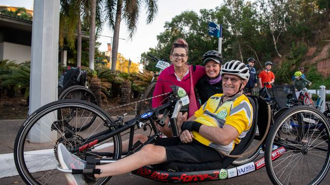 Clive Baxter, Kat Willeme and Megsy Henderson at the Top End Gran Fondo 2024. Picture: Pema Tamang Pakhrin