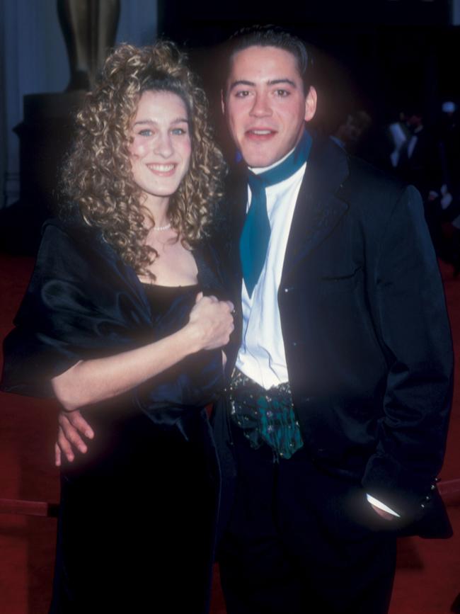 Sarah Jessica Parker and Robert Downey Jr. at the Oscars in 1989. The duo dated for around seven years but broke it off due to Downy Jr’s drug addiction. Picture: Getty