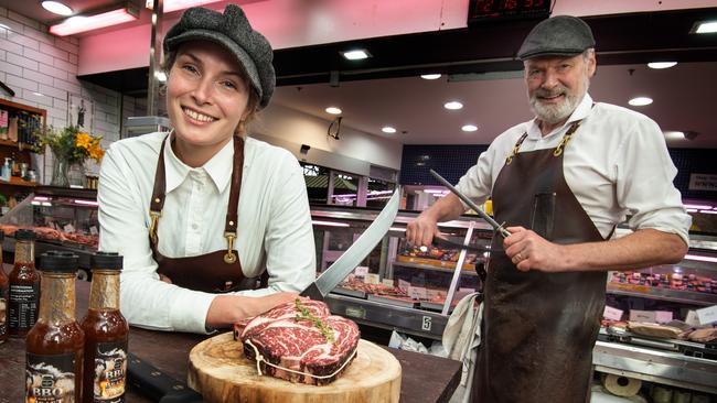 Ashleigh McBean and her father, Gary McBean, are butchers at Gary’s Quality Meats. Picture: Tony Gough