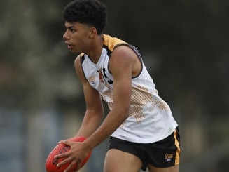 MELBOURNE, AUSTRALIA - SEPTEMBER 19: Tevita Rodan of World Team looks to pass the ball during Game 1 of the 2023 AFL Flying Boomerangs v World Team Diversity Series exhibition games at Trevor Barker Oval on September 19, 2023 in Melbourne, Australia. (Photo by Daniel Pockett/AFL Photos/Getty Images via AFL Photos)