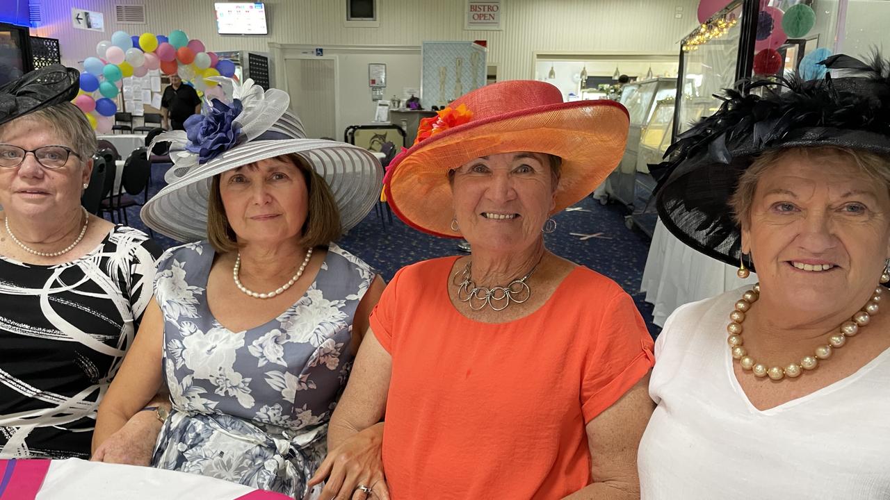 These ladies had the best hats in town on Cup Day! L-R: Pauline Strong, Joyce Pittaway, Bev Campbell, Rhonda Powell.