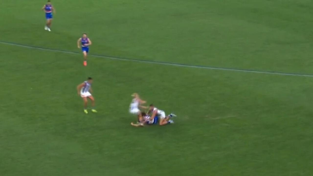 Cleary slams into Archer's knee and is KO'd. Credit: Fox Footy