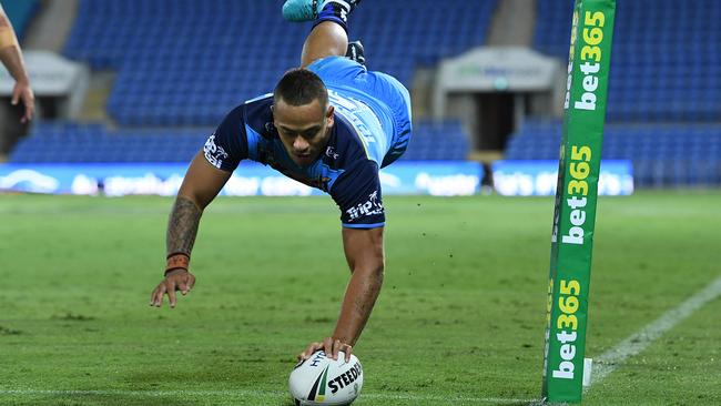 Phillip Sami finished the season as one of the Titans’ leading tryscorers in his first full year in the NRL. Photo: AAP