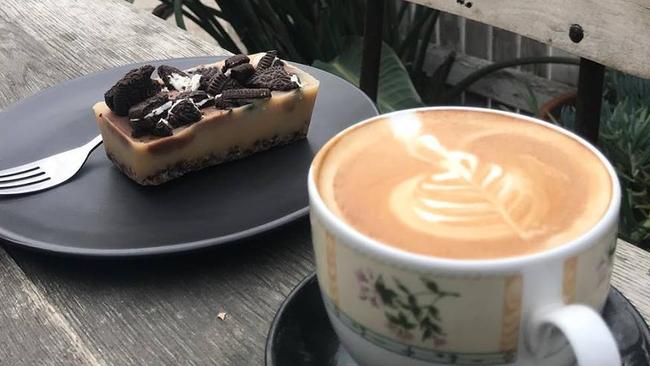 Coffee and raw cake at Little Lucky Cafe. Picture: Facebook.