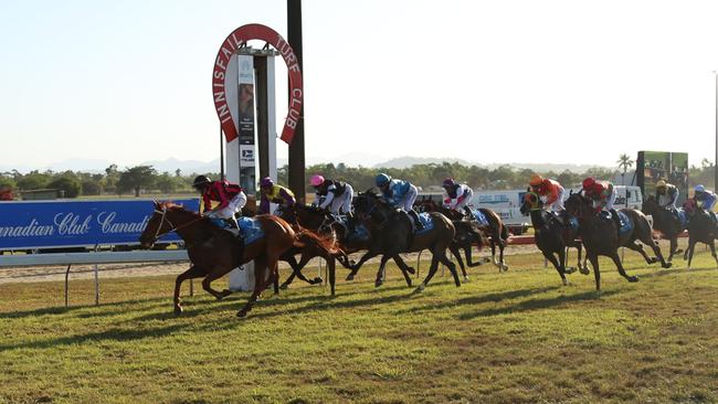 We Just Love It ridden by Robert Thompson wins the 2000m Coral Coast Financial Innisfail Cup at the 2019 Innisfail Annuals ahead of Mustarrid and Set the Bar High. PICTURE: Joshua Davies.