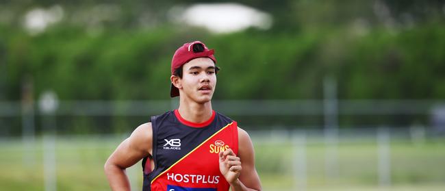 Gold Coast Suns academy player Austin Harris at training. PICTURE: BRENDAN RADKE.