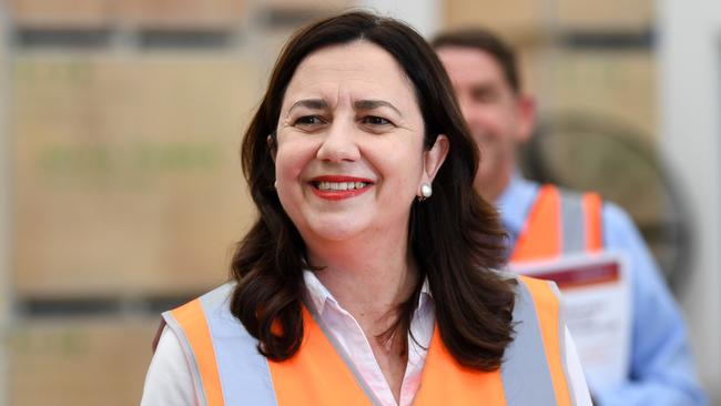 Queensland Premier Annastacia Palaszczuk smiles during a visit to Noja Power, while on the election campaign trail. Queenslanders go to the polls on October 31. Picture: NCA NewsWire / Dan Peled.