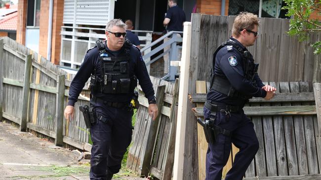 Police at the scene at Pauline Avenue at Ellen Grove where a stolen car was dumped in a suburban front yard after being intercepted by Police. Picture Lachie Millard