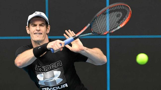 Andy Murray of Great Britain during a practice session ahead of the Australian Open. Picture: JULIAN SMITH