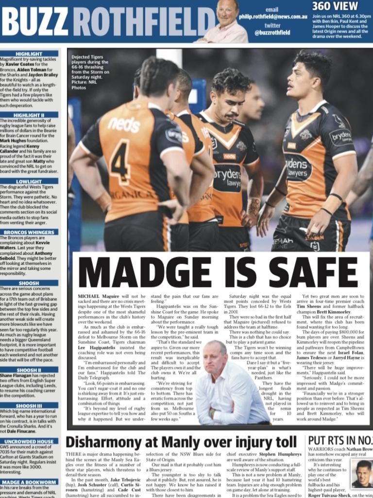 Wests Tigers chairman Lee Hagipantelis gave his guarantee Michael Maguire’s job was safe back in June.