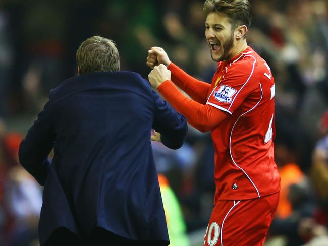 Brendan Rodgers and Adam Lallana are overjoyed with the late goal.