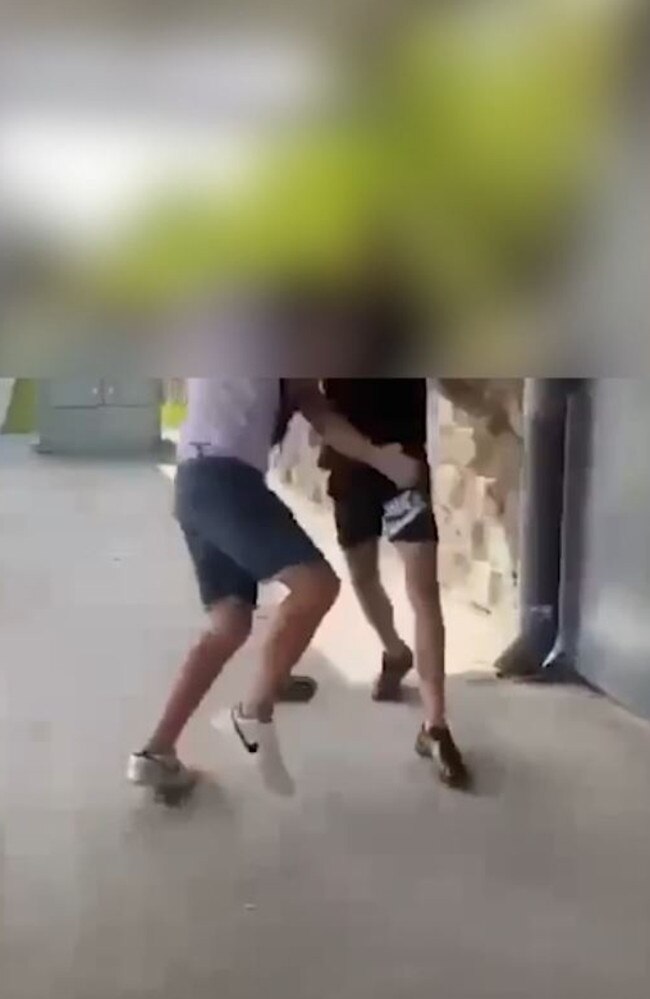 Still from shocking footage of a brutal bashing at a Gold Coast train station. Picture: Supplied