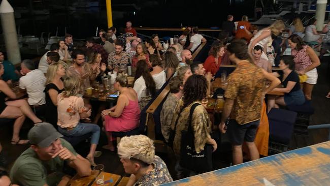 Part of the large crowd at Lola's Pergola in Cullen Bay on the first night restrictions were eased in May. Picture: Supplied