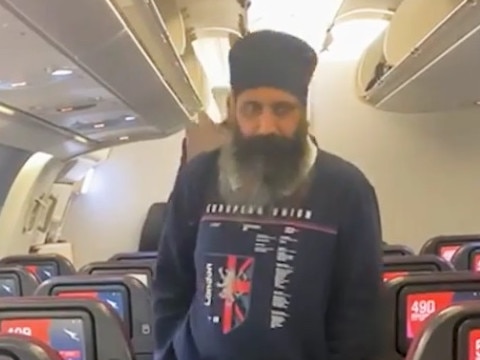 Rajwinder Singh on board flight