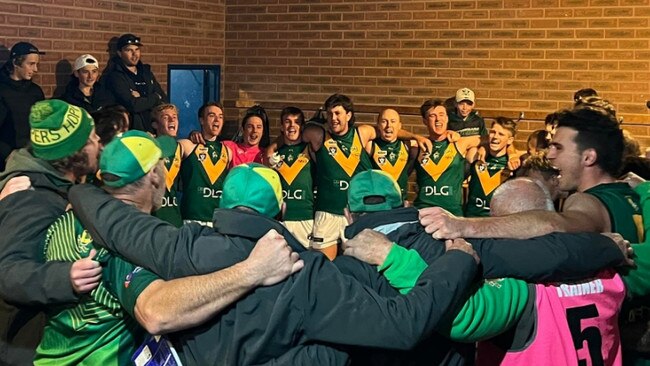 North Albury celebrates first win in Ovens and Murray since midway through 2019 season. Picture supplied