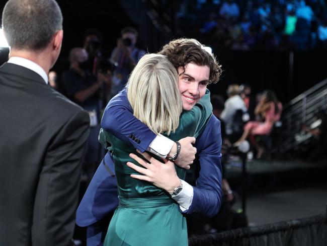 Draft night will be remembered by Giddey for a lot of reasons, but sharing it with his family was right up there. Picture: Chris Marion/NBAE via Getty Images