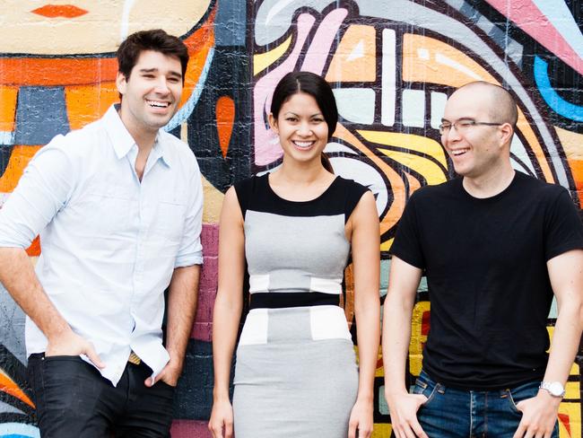 Canva founders from left: Cliff Obrecht, Melanie Perkins and Cameron Adams