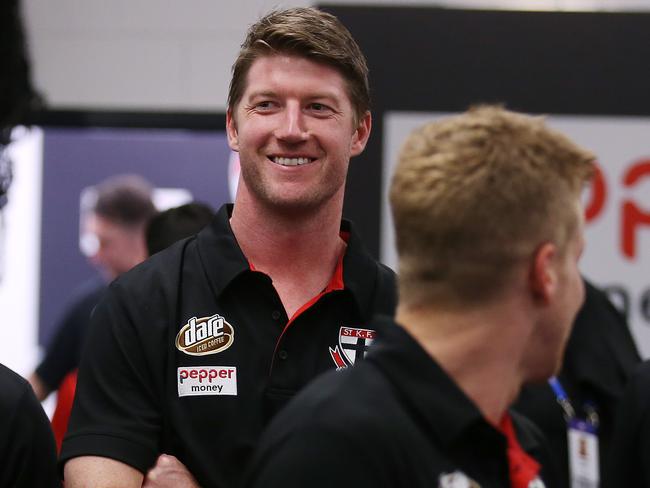 Sam Rowe enjoys St Kilda’s Round 1 win. Picture: Michael Klein.