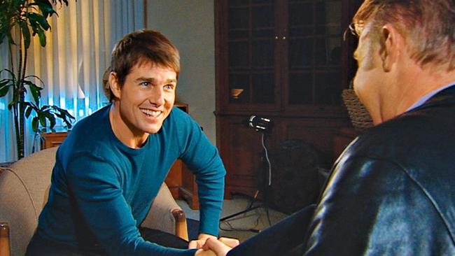 Tom Cruise lost it with Channel 9’s Peter Overton in 2005, when Overton began asking questions about his ex-wife Nicole Kidman. Picture: Network Nine.