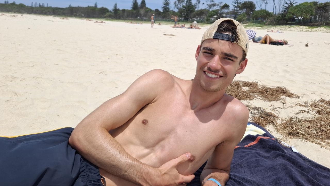 Luke Arthur, 18, at Byron Bay Schoolies celebrations on November 28, 2024. Picture: Sam Stolz.