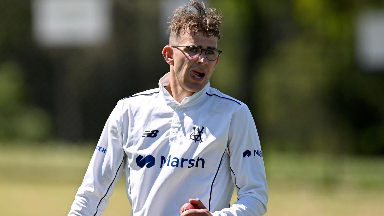 Todd Murphy’s impressive form for Victoria has helped him bolt into Test calculations for Australia’s tour of India. Picture: Morgan Hancock/Getty Images