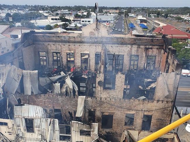 After the fierce blaze that damaged the Spotted Dog and Federal Backpackers, Bundaberg. Picture: Supplied, QFES