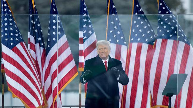 US President Donald Trump called on his supporters to show strength at a rally hours before the Capitol riot. Picture: Brendan Smialowski / AFP