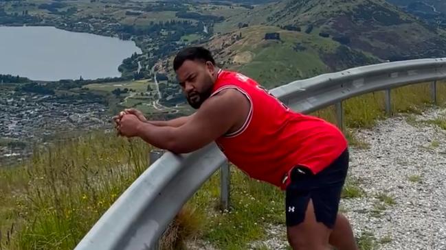 Taniela Tupou in Queenstown, where he completed a frightening bungy jump.