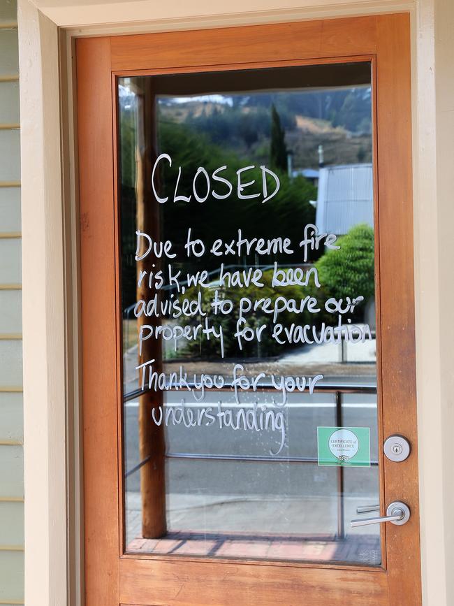 Dover business Post Office 6985 closed due to bushfire threat near the town (Dover is ok... owners may live in a high risk area). Bushfires (Bush Fires) February 2019 Tasmania. Picture: NIKKI DAVIS-JONES