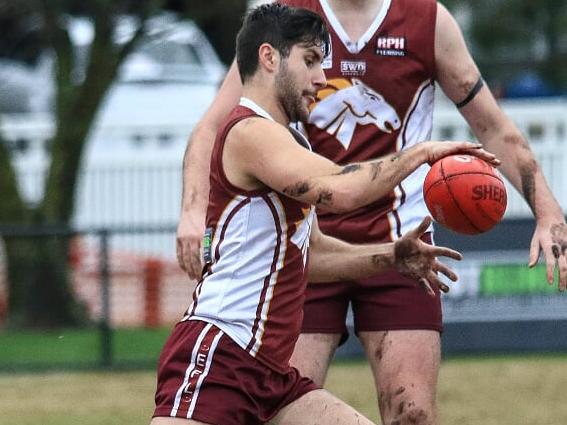 Jayson Fabris in action for Whitehorse Pioneers in the Eastern Football League (EFL). Picture: Davis Harrigan