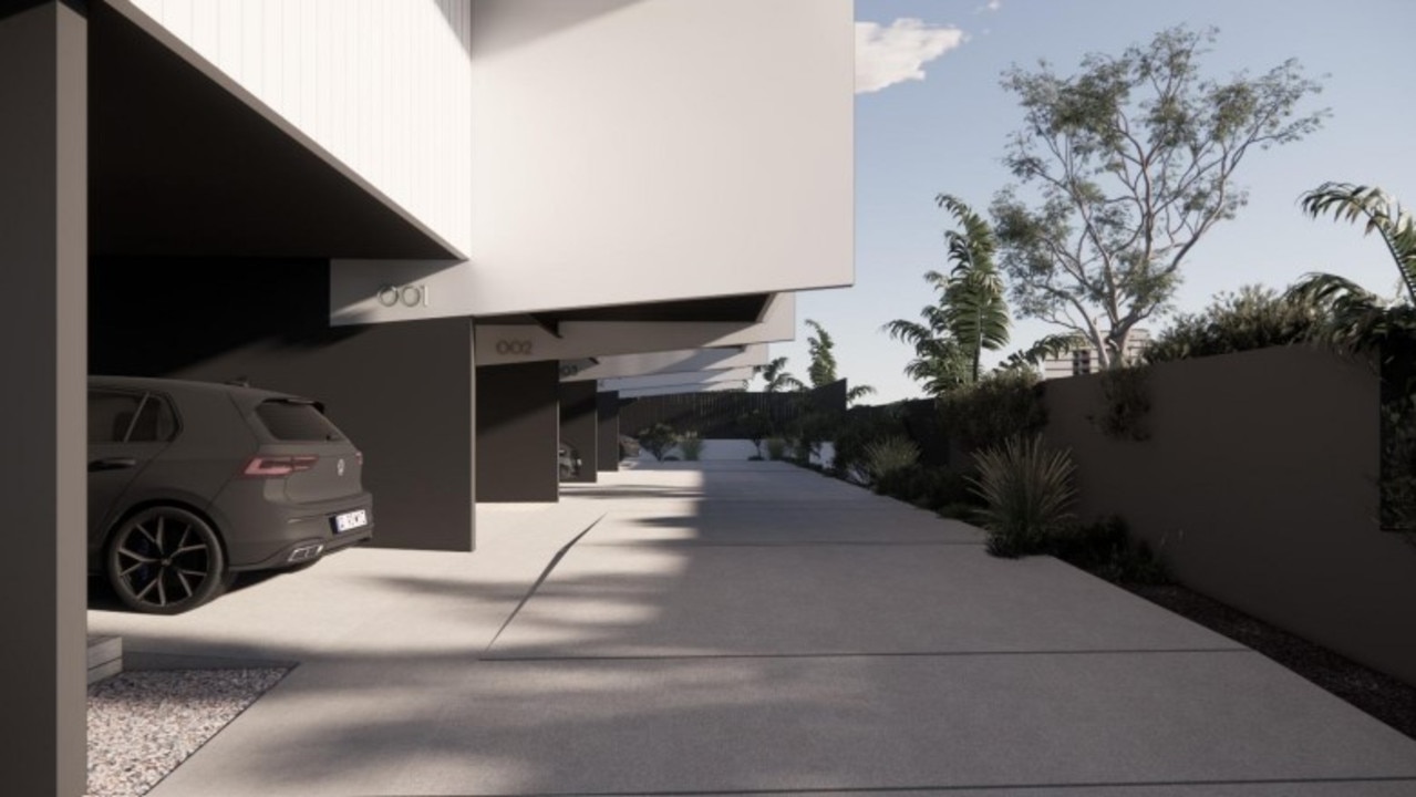 Renders showing the driveway leading to each unit. Photo: Reitsma and Associates