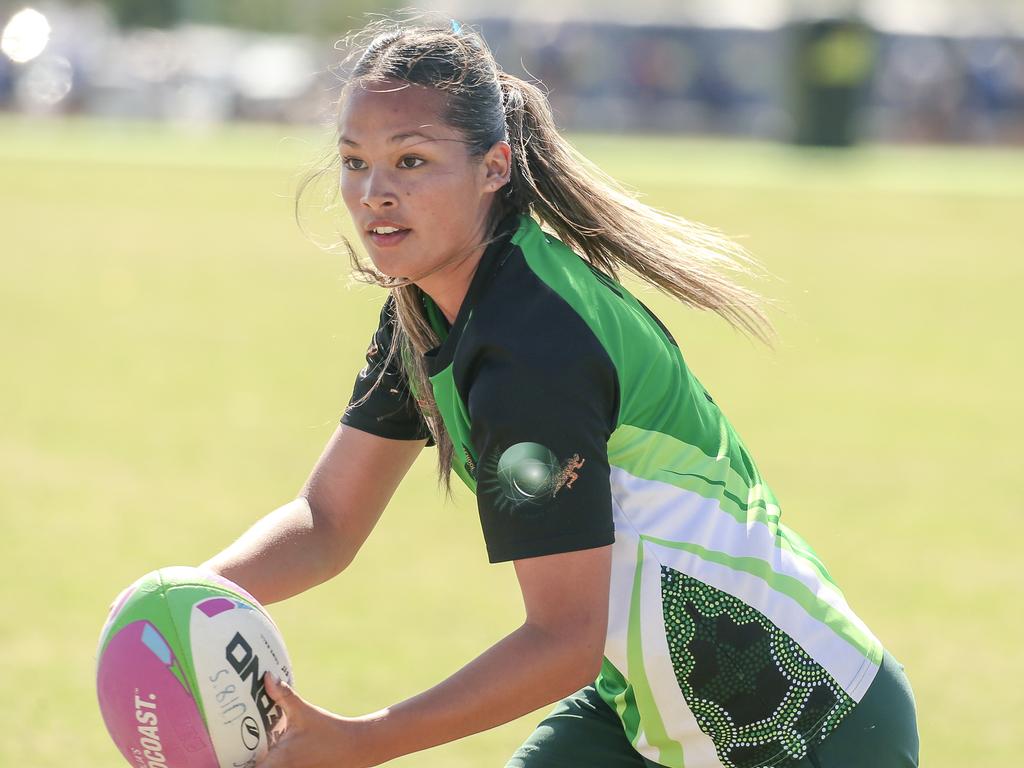 Moreton Bay College V Ferny Grove State High at the 2024 Gold Coast Titans All Schools Touch Football Picture: Glenn Campbell