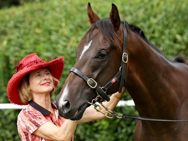 Trainer Gai Waterhouse with Kiss And Make  at Randwick Racecourse .Picture Gregg Porteous