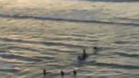 Surfers bring the man to shore where surf lifesavers are waiting. Picture: Coastalwatch