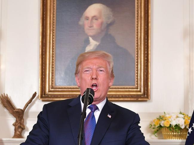 US President Donald Trump addresses the nation on the situation in Syria. Picture: AFP/Mandel Ngan