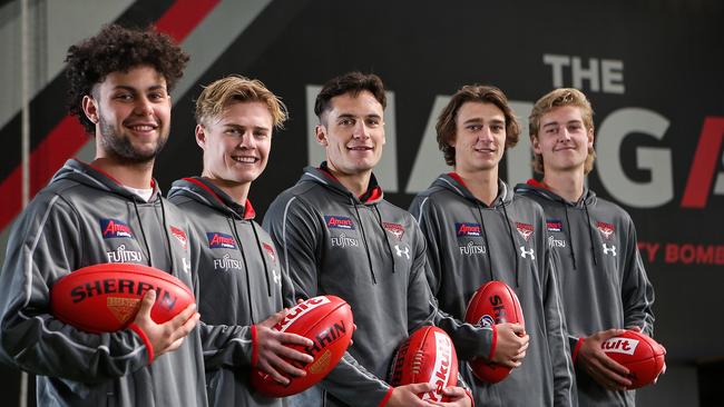 Essendon draftees Lachlan Johnson, Ned Cahill, Mitch Hibberd, Harrison Jones and Nick Bryan are welcomed to the club.