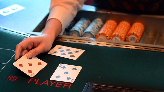 A baccarat game table in Crown’s exclusive gambling room, yet to open to the public in Sydney. Picture: David Caird