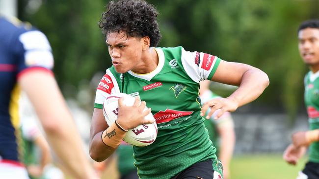 RUGBY LEAGUE: Meninga Cup between Ipswich Jets and Clydesdales. jets, Larry Siala. Picture: Patrick Woods.