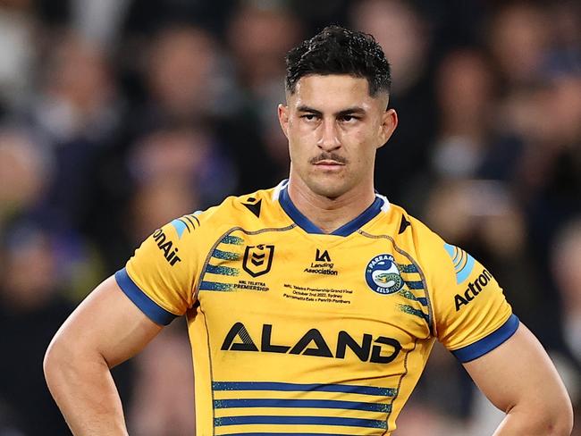 SYDNEY, AUSTRALIA - OCTOBER 02: Dylan Brown of the Eels looks on during the 2022 NRL Grand Final match between the Penrith Panthers and the Parramatta Eels at Accor Stadium on October 02, 2022, in Sydney, Australia. (Photo by Cameron Spencer/Getty Images)