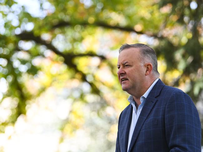 Australian Opposition Leader Anthony Albanese speaks during a press conference in Queanbeyan, Saturday, May 9, 2020. (AAP Image/Lukas Coch) NO ARCHIVING