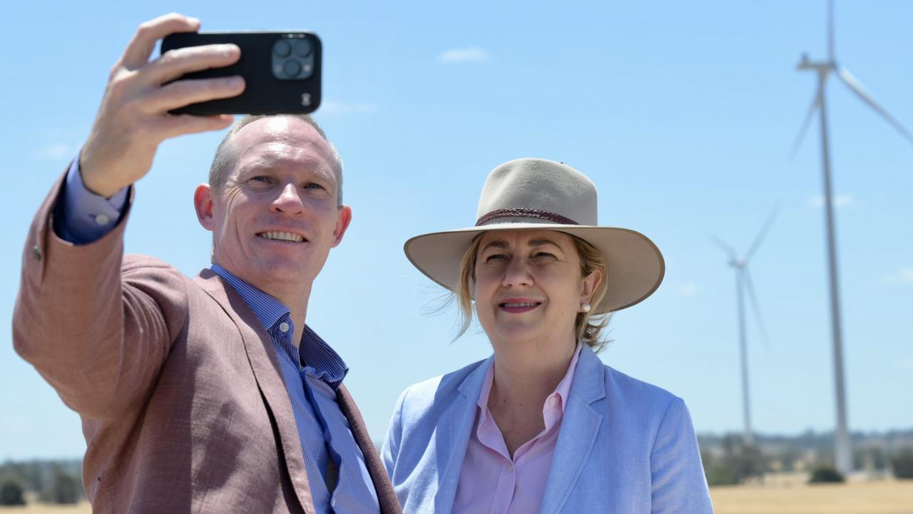 Premier Annastacia Palaszczuk with Energy Minister Mick de Brenni opening the Dulacca Wind Farm. Picture: Supplied