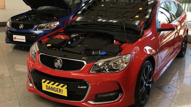 Holden Commodore genuine bonnet (left) and a bogus part (right). Picture: Supplied