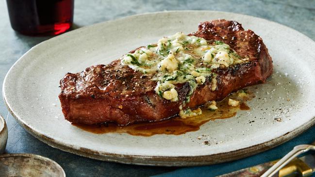 Porterhouse steak with gorgonzola butter. Picture: Ray Kachatorian