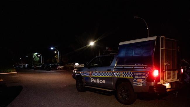 Police patrols overnight at the front of Lasseters Hotel Casino in Alice Springs on March 30, 2024. Picture: Pema Tamang Pakhrin